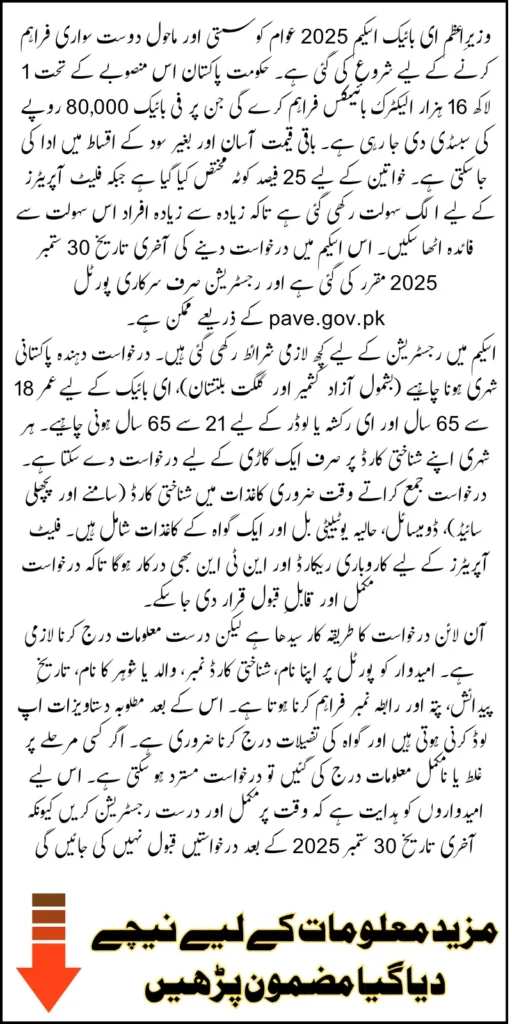 PM E-Bike Scheme Registration Closing Today – Apply Via pave.gov.pk Online Step-by-Step Method 2025